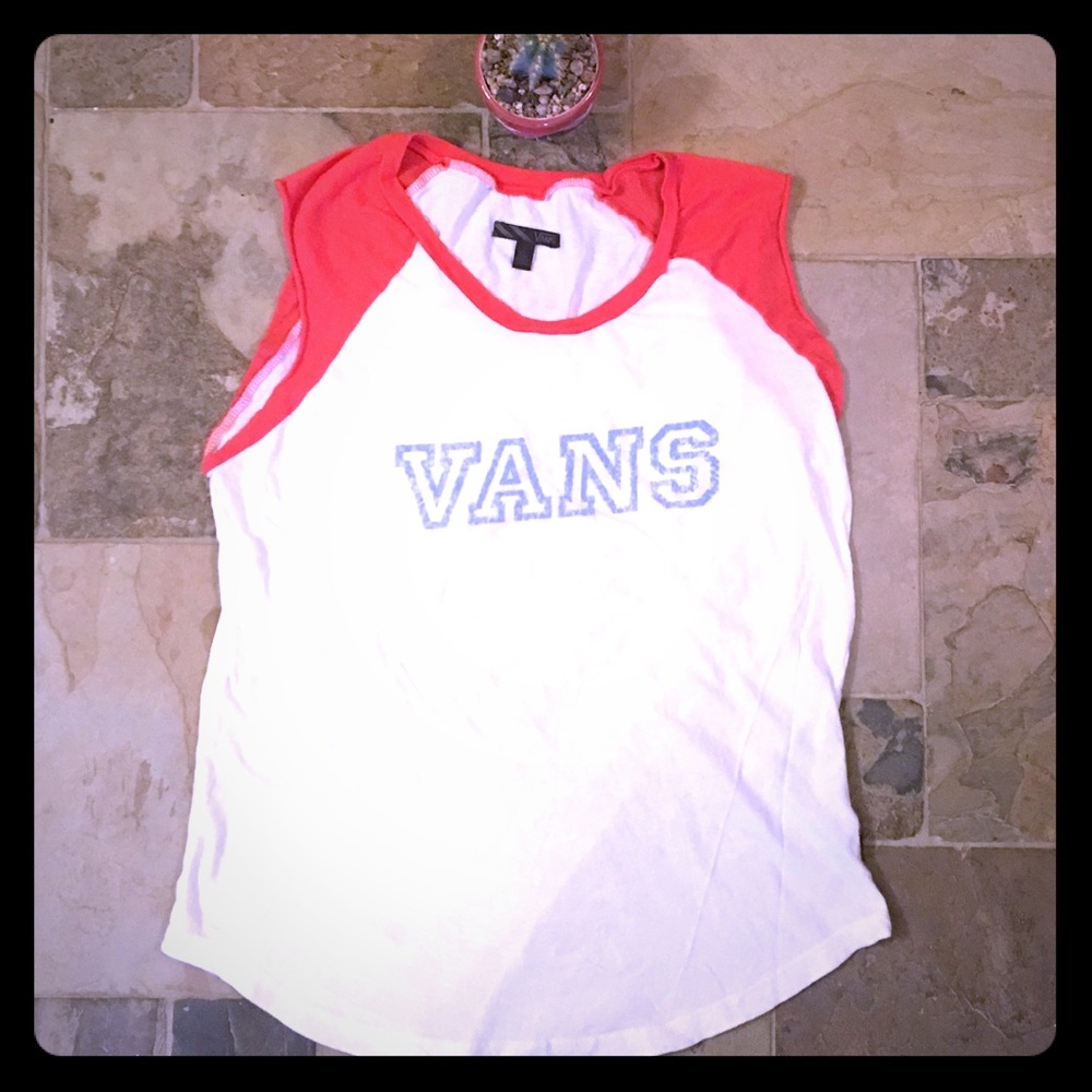 ⭐️Vans xl white red sleeveless T-shirt